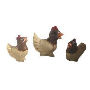 Lot of 3 Chickens Rubber PVC Figure Kids Baby Bath Toys Farm Animal 2007 & 2008